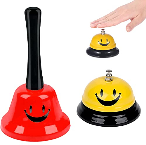 CHUANGOU 2 Pezzi Campanello da Tavolo,Campanello di Servizio,per Scuola Cucina Ristorante Bancone Hotel Bar.(Giallo/Rosso)