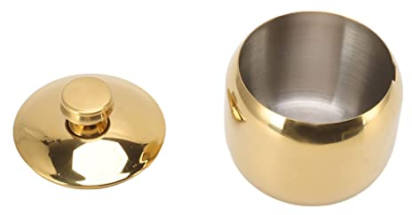 Olla para Condimentos Cuencos para Condimentos de Acero Inoxidable Tazón de Azúcar Dorado Especias Sal Azúcar Pimienta Recipiente con Tapa (Oro)