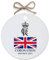 Second Ave King Charles III Royal Coronation Great Britain White Ceramic Circle Christmas Xmas Tree Souvenir Decoration Bauble