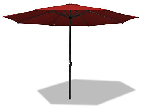 Faobureim Sonnenschirm Rot Ø 350 cm mit Kurbel| Ampelschirm Gartenschirm Sonnenschutz UV Schutz 50+ | Kurbelschirm Marktschirm wasserdicht für Garten, Terrasse, Balkon, ohne Ständer