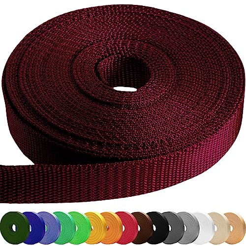 TECEUM Gurtband 25-50mm, 5-46m Robustes Polypropylen Band für Basteln | Wasserdichtes PP Band 1-2, 5-50 yds zum Nähen, für Taschen, Haustier-Leinen, Möbel-Reparatur, Camping und Outdoor-DIY