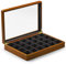 Oirlv Scatola Per Gioielli in Legno Massiccio a 24 Griglie Con Coperchio in Vetro Grande Organizer Per Gioielli Vintage,Vassoio Espositivo,Organizer per Gingilli