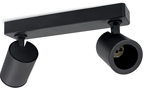 linovum TENJO Spotleuchte Spotbalken 2 flammig in schwarz geeignet für 2x GU10 - Strahler Deckenlampe Spots schwenkbar & drehbar