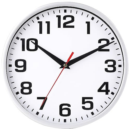 EMITDOOG Wall Clock Modern Kitchen Small Silent Analog Round Simple Quiet Quartz Black Wall Clocks Battery Operated Non Ticking for Bathroom Office Garage School