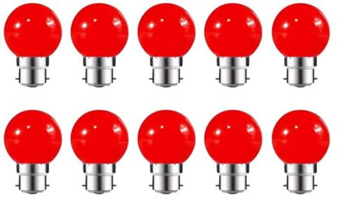 ZFQ 10 Stück LED-Leuchtmittel, Farbe B22, 2 W, entspricht 20 W, AC 220 V-240 V, B22, Bajonettsockel, mehrfarbig, für Haus, Bar, Party, Stimmungsdekoration, Rot
