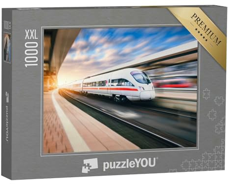 Puzzle 1000 Teile XXL „Ice bei der Durchfahrt durch den Bahnhof“ – aus der Puzzle-Kollektion Eisenbahn, Lokomotive