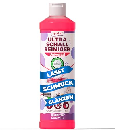Qindoo Ultraschallreiniger Schmuck Reinigung im Ultraschallreinigungsgerät, Ketten, Ringe, Ohrringe, Schmuckreiniger Konzentrat (500 ml)
