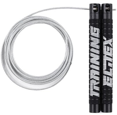 Elitex Training Comba Rápida para Saltar en CrossTraining, Fitness, Boxeo, Gym y MMA, Rodamientos Profesionales para Hombres y Mujeres (Negro transparente)