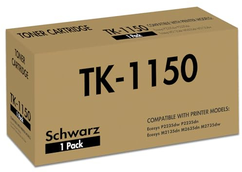 TK-1150 Kompatibel Toner für Kyocera TK1150 TK-1150 TK 1150 Ecosys M2135dn M2635dn M2735dw P2235dn P2235dw M2135 M2635 M2735 P2235 Series Drucker (Schwarz, 1er-Pack)
