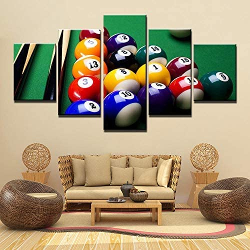 5-Teiliges Poster Auf Leinwand Snooker Billard Ohne Rahmen 150 X 100 Cm Wanddekoration Moderne Kunstwerke Malerei Für Home Office Wohnzimmer Schlafzimmer Für Esszimmer Kinderzimmer Galerie
