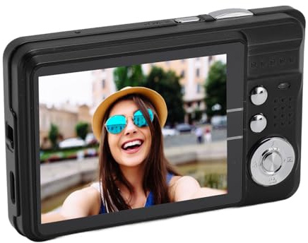 4K Digitalkamera für Fotografie, 48 MP Vlogging Kamera mit 2,7 Zoll Bildschirm, Kompakte Reisekamera mit 8 fachem Zoom, Blitz, Anti Shake, für Anfänger und Teenager (Black)