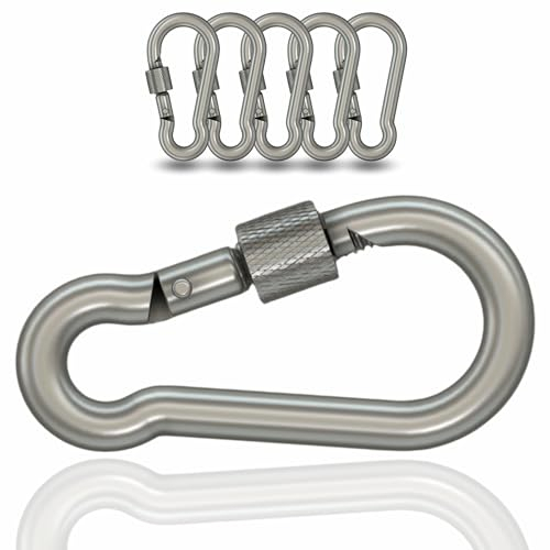 PinPro A4 Edelstahl Schraubkarabiner | Größe und Anzahl wählbar | 480kg-940kg Bruchlast | Rostfreier NIRO AISI 316 Karabiner mit Sicherheitsmutter