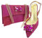 Nigeriano Elegante Fucsia Cristallo Scarpe Tacco Basso Scarpe Borsa Donna Scarpe