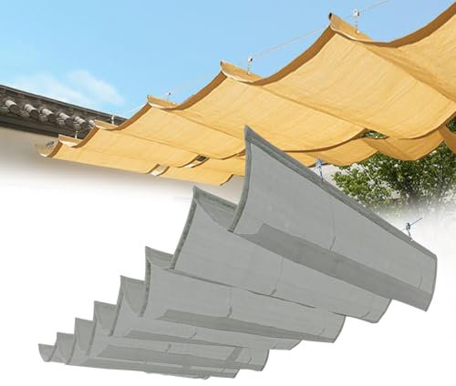 Retractable Sun Shades For Pergola Canopy Shade Cover| Slide On Wire Wave Replacement Shade Sail For Patio Porch Yard Awning(Light gray,0.95x3m)