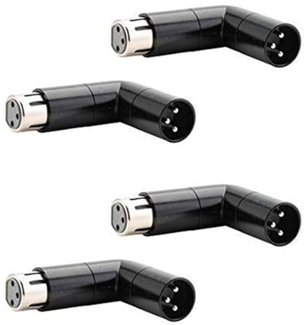 BOLAXHCA Lot de 4 adaptateurs coudés XLR rotatifs avec connecteurs mâles et femelles en L, adaptateurs métalliques avec 4 positions d'angle réglables