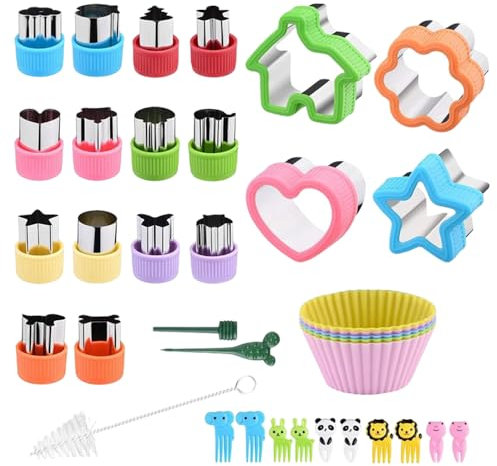 Bieiyhe 36 Pièces Emporte Piece Sandwich,Emporte Piece Enfant Cuisine,Coupe Biscuits,Emporte Légumes,Moule à Biscuits,Emporte Pièces Patisserie Acier Inoxydable,Emporte Piece Fruits pour Décoration