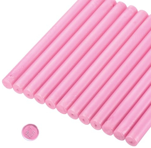 sourcing map 12 Pcs Rose Cylinder Sealing Wax Stick Glue Gun Wax Seal Rod Craft Adhesive Waxing for Letter Seal Wax Stamp,Wedding Invitations, Packaging Decoration