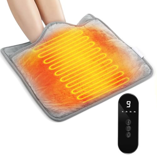 Foot Warmers Electric Heated with 9 Heat Temp Settings and 4 Timer, Fast Heating Foot Mat for Home Office Warm Foot Back Lumbar and Full Body, Auto Shut-Off, Soft Perfect Relaxation Gift