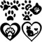 GORGECRAFT 4 Stili 4 Pezzi Gatto Cane Zampa Impronte Adesivo Auto Nero Riflettente Cuore Auto Paraurti Decalcomanie Impermeabile Pet Automotive Esterno Decorazione Adesivi per SUV Camion Moto Porte
