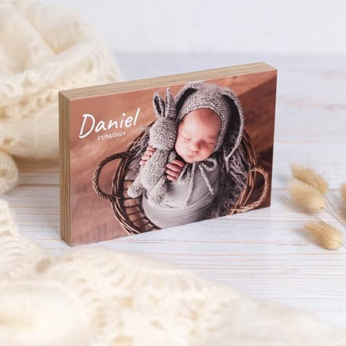 Wanapix | Foto auf Holzblock 15x10 | Farbe Naturholz | Block personalisiert auf 1 Seite | Ideal als dekorativer Bilderrahmen | Holzblock mit Fotoaufdruck | Fotoblock aus Holz