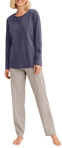 CALIDA Graphic Nights Pyjama Damen | weich und atmungsaktiv, geschmeidiger Single Jersey, klassischer Schnitt für hohen Schlafkomfort, elastischer Hosenbund