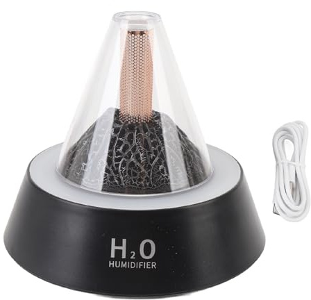 Ätherisches Öl Vulkan Diffusor Luftbefeuchter 80ml Aromatherapie Diffusor mit warmem Licht RGB Wasserloses Auto aus dem Haus Schlafzimmer Büro Abs Material 235G