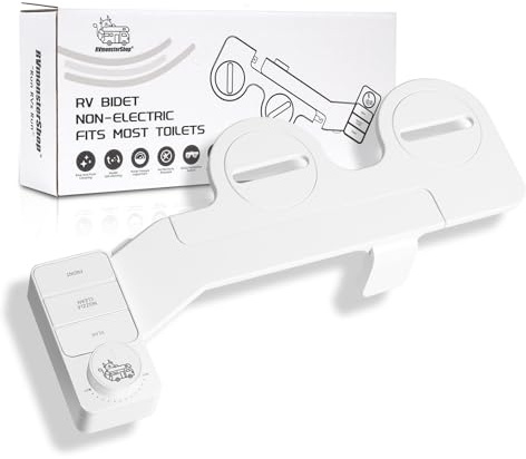 RVmonsterShop Bidet-Aufsatz, Nicht-elektrisch, Universal-Passform für die Meisten Toiletten, Wasserdruckregelung,Weiß