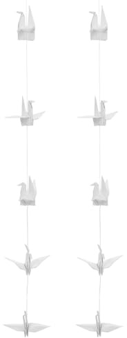 Origami Papierkraniche Weiße: 10 Strängen Origami Kranichgirlande aus Papier zum Aufhängen für Hochzeiten Partys Hintergründe und Heimdekoration für Hochzeiten Babypartys Geburtstag Garten Dekoration