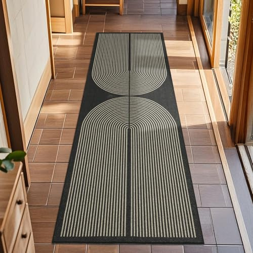 TUKDAK Weben Teppich Läufer Flur rutschfest 60x180cm, Waschbar Küchenteppich, Flurläufer Modern, Teppichläufer, Küchenläufer, Flur Teppich, Flurteppich für Küche, Eingang, Wohnzimmer, Korridor