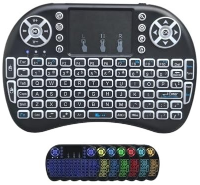 BIFANS Mini clavier sans fil 2,4 G avec mémoire de rétroéclairage 7 couleurs, souris pavé tactile, récepteur USB, télécommande pour Android TV Box, PC Windows, Smart TV, Pad, Mac, Linux : i8-7C