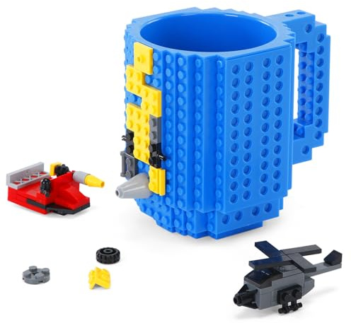Baustein-Tassen-Set mit 10-in-1- Steinen, kompatibel mit Markenbausteinen, kreatives DIY-Kaffeetassen-Geschenk für Erwachsene & Kinder - Büro, Geburtstag, Weihnachten