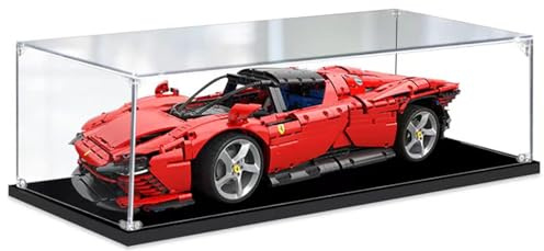MADEHAY 65x30x20cm Transparenter Acryl Staubdicht Vitrine Schwarz Basis | Große Display Boxen für Lego Serie Modell 10327 42096 42115 42143