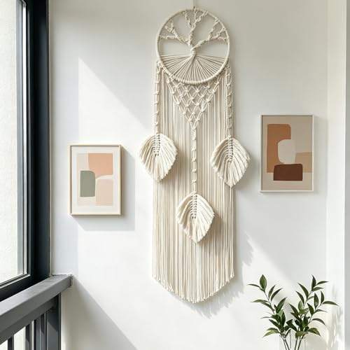 Makramee Traumfänger Wandbehang Baum des Lebens Traumfänger Makramee Wandbehang für Hochzeitsfeiern Schlafzimmer Wohnzimmer und Eingangshallen