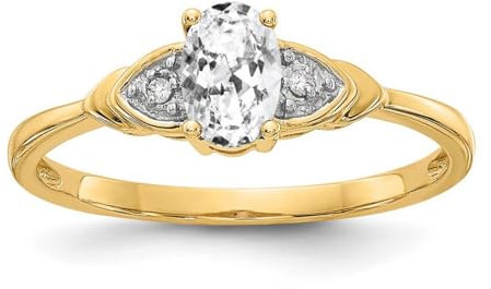 14 ct Gelb Gold Diamant und Weiß Topaz Ring