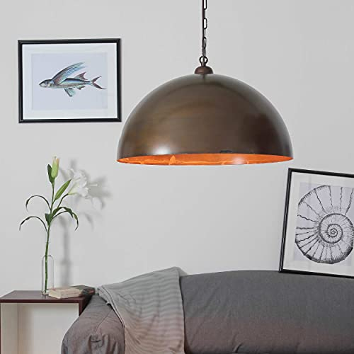 Hängeleuchte XXL antik braun Rost Optik Hängelampe Durchmesser 50 cm 1x E27 bis 100W Pendelleuchte Esstisch Wohnzimmer Edison Loft Lampe