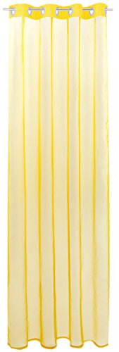 Gardine mit Ösen, Transparent Voile 140 x 175cm (Breite x Länge) in gelb lemongelb, Ösenschal in vielen weiteren Farben und Größen