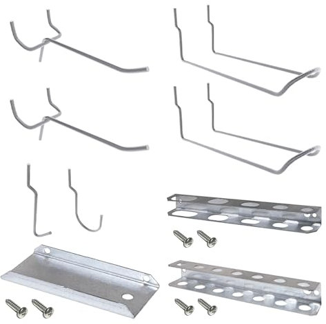 Simon Rack Surtido de Ganchos de Tablero, Accesorios Panel Perforado, 3 Piezas, 6 Ganchos, Acero Galvanizado