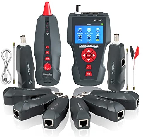 KOLSOL Netzwerktester Kabeltester AT226-C POE Tester Netzwerk Tester Kabel Tester Netzwerkkabeltester für RJ45, RJ11, BNC, PING/POE Netzwerk Werkzeug mit 8 Kennung Telefon Wire Tracker NF-8601W