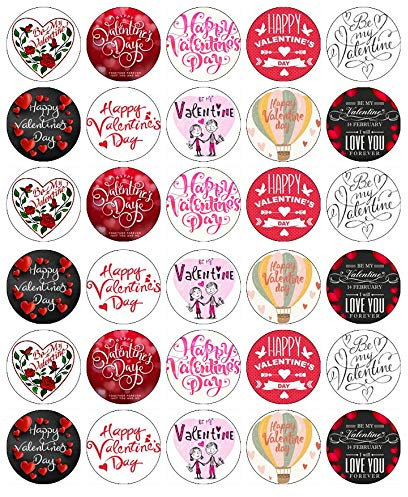 30 Valentines Love Hearts Cupcake Toppers Edible Wafer Paper Fairy Cake Toppers Birthday Cakes