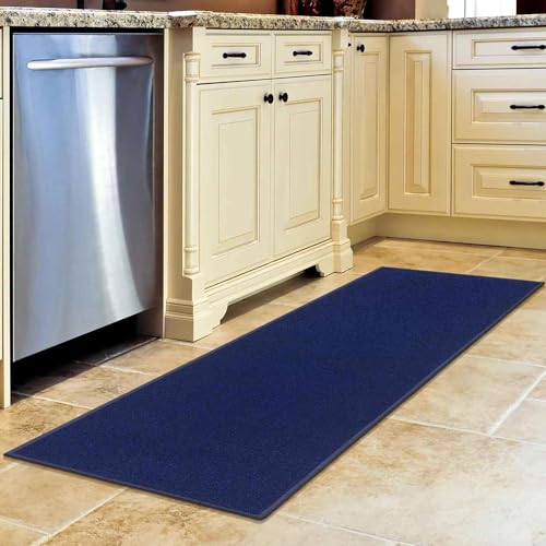 Ottomanson Ottohome-Kollektion Teppichläufer mit Gummirückseite und einfarbigem Design, 50 cm x 150 cm, Marineblau