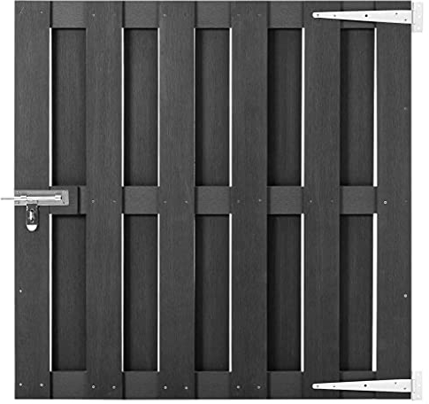 vidaXL Gartentor mit Gleitverschluss Schrauben Zauntor Zauntür Gartentür Hoftor Hoftür Pforte Tür Tor Gartenpforte Einfahrtstor WPC 100x100cm Grau