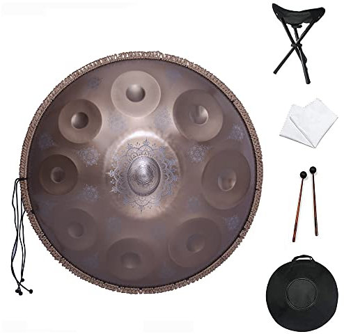 Handpan Zungentrommel 9 Notizen 18 Zoll Mandala Tank Drum Stahl Percussion Drum Instrument Mit Reisetasche,Gold