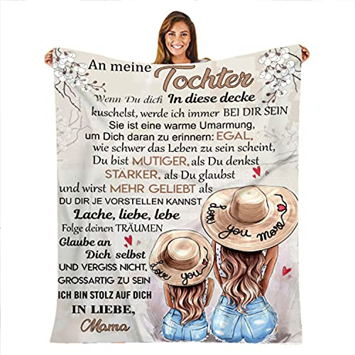 UOOYAA Kuscheldecke Personalisierte Geschenke,Decke An Meine Tochter Deutsch,Mutter zu Tochter Briefdecke,Positive Ermutigung und Liebe Tochter Flanelldecke…