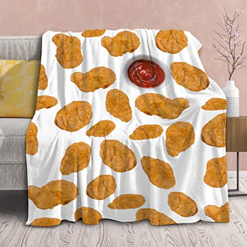 Decke mit Hühner-Nuggets gebratenen Überwürfen, leichte Steppdecke, weiches Mikroplüsch, Geschenk für Couch, Bett, Sofa, 203,2 x 152,4 cm, Queen für Damen und Herren