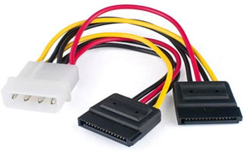 Câbles d'alimentation Molex vers SATA, câble répartiteur d'alimentation LP4 Molex 4 broches vers 2 têtes SATA 15 broches pour unité d'alimentation PC pour alimenter le disque dur SSD DVD-RW disque dur