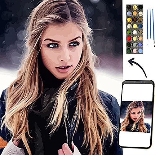 Peinture au numéro avec votre propre image, peinture au numéro personnalisée pour adultes, cadeau peinture à l'huile (cadre DIY, 50x65cm)