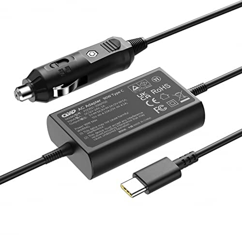 QYD 90W USB-C KFZ Ladegerät Auto Netzteil 12V-24V für Notebook Lenovo Yoga Thinkpad, 2021 MacBook Pro 14 Macbook Pro 16 15, Surface Pro 8 Surface Book 2 Dell Acer Asus Laptop ladekabel Auto Adapter