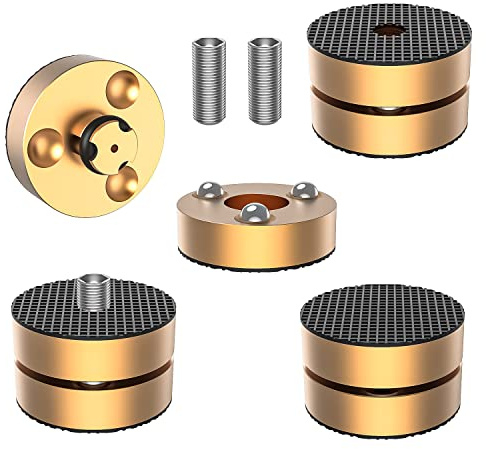Tertullus 4er Set Lautsprecher-Füße Resonanzdämpfer Aluminium Füße Audio Dämpfer Shock Absorber Schwingungsdämpfer mit stoßdämpfende Perle für Lautsprecher und Geräte (IF4023G-Gold)