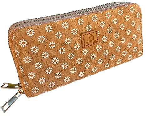 MIGURA Damen-Geldbörse aus umweltfreundlichem Kork, große Kapazität, ideal für Reisen, Arbeit, mit verschiedenen Fächern, Vintage-Qualität, leger, Kork Braun