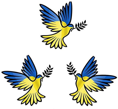 GXFCAI 3 x Ukraine-Ton-Aufkleber & Aufkleber Friedenstaube, Ukraine-Flagge, wasserdicht, für Auto, geeignet für Laptop-Aufkleber, Auto
